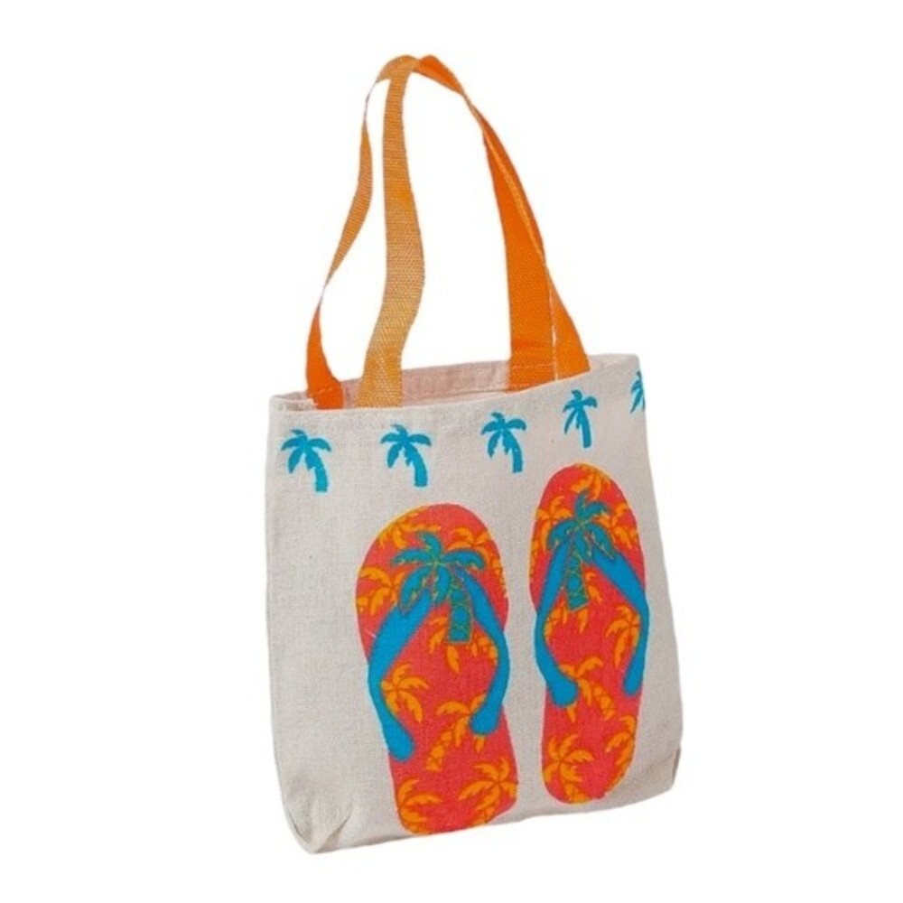 NWOT‎ Mini Orange Flip Flop Canvas Tote Bag